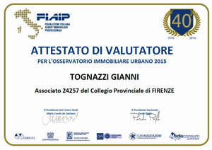 Attestato di Valutatore per l'Osservatorio Immobiliare Urbano per l'Anno 2015